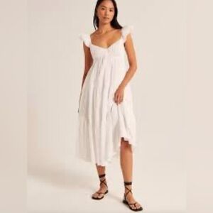 Abercrombie & Fitch White Midi Dress